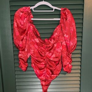 For Love And Lemons Red Floral Top